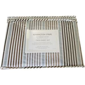 Twin Sheet Set Striped Hillcrest Linens Kensington 310 Thread Count 3 Pieces
